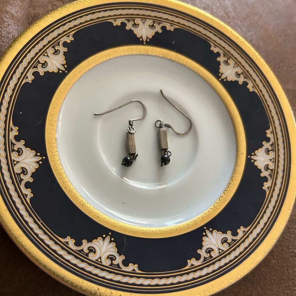 Vintage Sterling Silver & Black Onyx Earrings